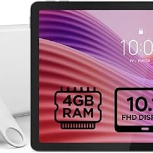 Lenovo Tab | 10.1″ WUXGA (1920×1200) 60Hz Display, MediaTek Helio G85, 4GB RAM, 64GB Storage, Front 5.0MP / Rear 8.0MP Cameras, 5100mAh Battery, Android 15 – Luna Grey