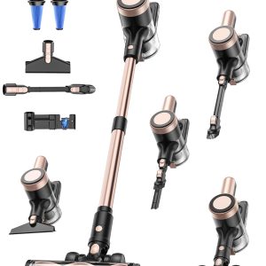Cordless Vacuum Cleaner, 46KPa/500W Stick Vacuum with 55 Mins Runtime, Self-Standing Vacuum Cleaner for Home, LED Display, Anti-Tangle Brush, Rechargeable Vacuum for Pet Hair, Carpet & Hard Floors